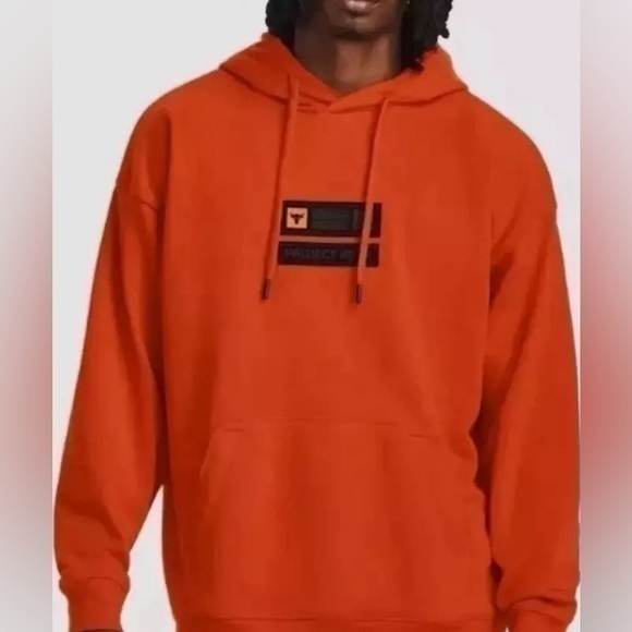 Under Armour Other - New Under Armour Project Rock Veterans Day Heavyweight Hoodie Orange Men's XL